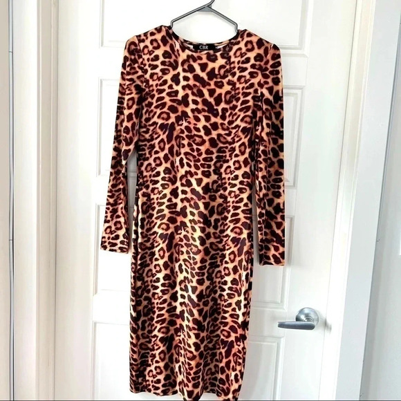 CBR ANINAL PRINT LEOPARD LONG  DRESS MAXI Y2K DRESS SIZE M - Picture 1 of 13